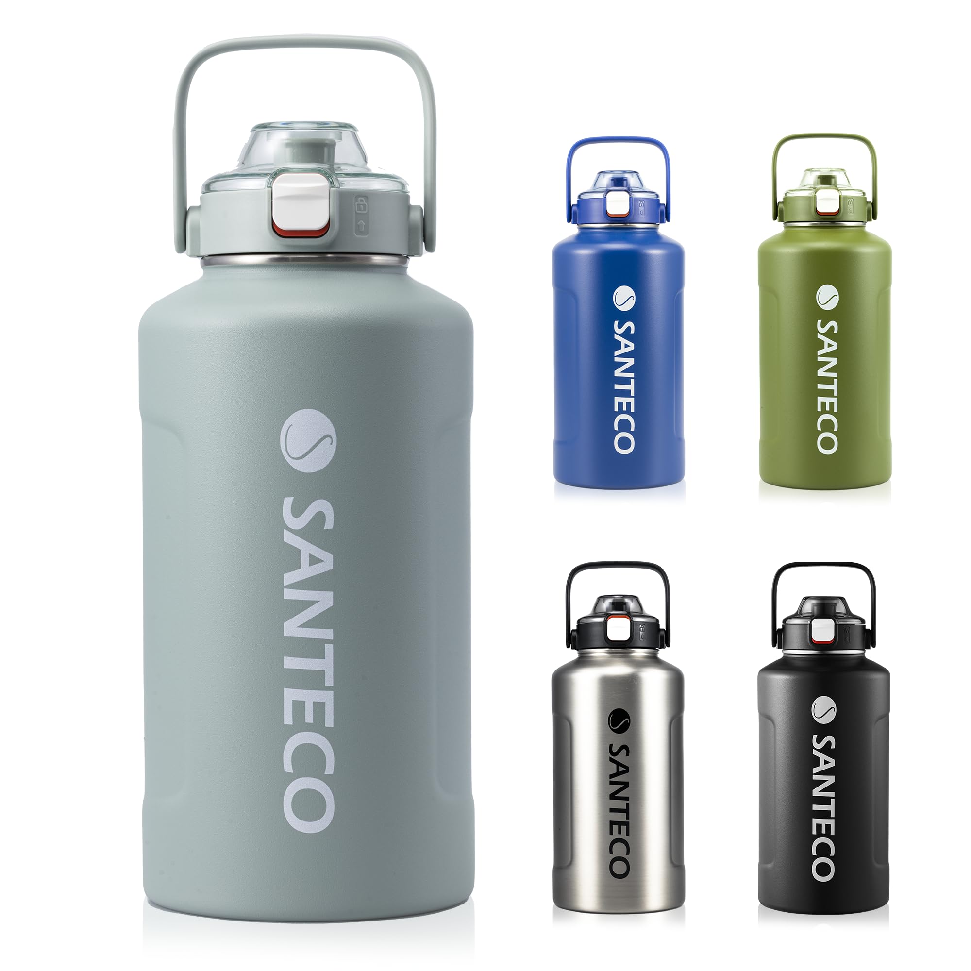 Amazon | SANTECO 水筒 保温保冷 大容量 魔法瓶 1900ML ストロー付き
